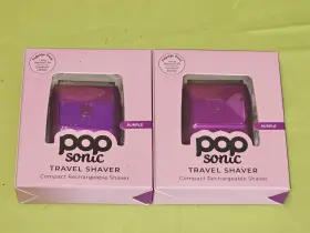Pop Sonic 819573027211 Lot 2 Travel Shaver Compact Rechargeable Foil Razor Purple New In Box