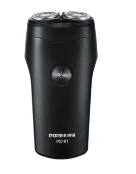 Ps181 Poree Mens Electric Facial Shaver Black Usb Rechargeable 2 Head Rotary