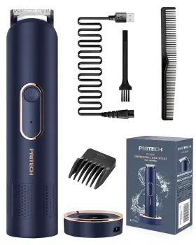 Pritech 744110232233 Beard Trimmer For Men Waterproof Electric Razor Rechargeable