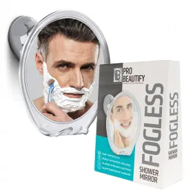M01-615nv Probeautify Fogless Shower Mirror For Shaving - Strong Suction 1x Clear