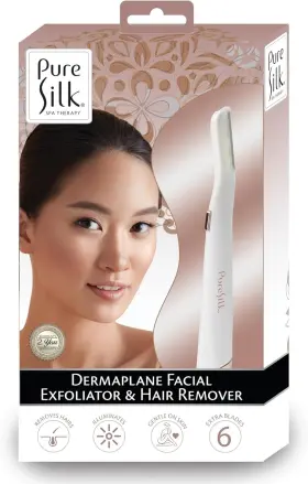 Pure Silk 805106843663 Dermaplaning Tool Facial Exfoliator And Hair Remover 6 Blades