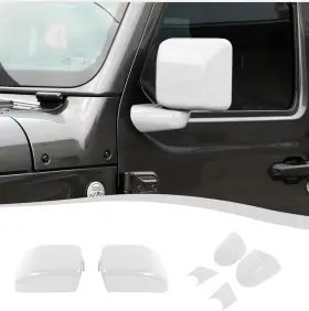 Ra-14656 Razpoy Side Mirror Rearview Cover 6pcs Trim Kit White For 2018-2025 Jeep Wrangler Jl