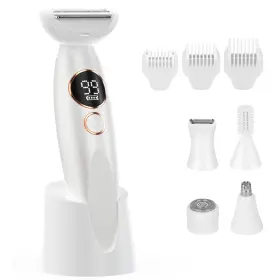 Relassy Bikinitrimmer733 Bikini Trimmer For Women 5 In 1 Electric Razor Rechargeable Led White