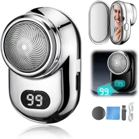 Shaver-silverv1 Robaun Mini Electric Shaver 2024 New Fast Charging Digital Display Portable Wi