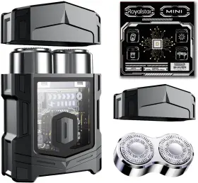 Dx07 Royalstar Portable Shaver Razor For Teens - Cool Techno Cyberpunk Style Black