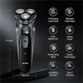 Sejoy 754708207024 Blackstone Rechargeable Mens Electric Shaver - Blue #3 Sejoy 754708207024 Blackstone Rechargeable Mens Electric Shaver - Blue #3