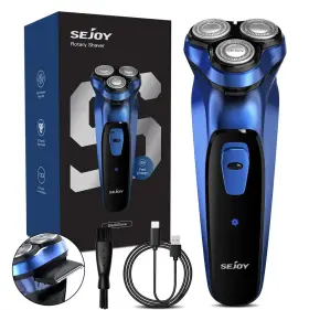Sejoy 754708207024 Blackstone Rechargeable Mens Electric Shaver - Blue Sejoy 754708207024 Blackstone Rechargeable Mens Electric Shaver - Blue