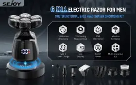 Sejoy 754708207901 6-in-1 Electric Head Shaver For Bald Men Wet Dry Beard Hair Skull Trimmer Sejoy 754708207901 6-in-1 Electric Head Shaver For Bald Men Wet Dry Beard Hair Skull Trimmer