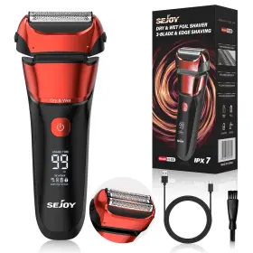 Txd-fk608-red Sejoy Electric Razor For Men Wet And Dry Foil Shaver Cordless Usb Shavers
