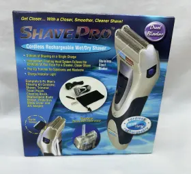 Sp12 Shavepro Cordless Rechargeable Wet/dry Electric Shaver Dual Blades Kit Nib