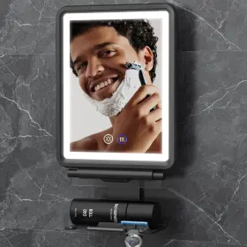 Shinowa 723314203607 Heated Shower Mirror Fogless For Shaving 3 Colors Stepless Dimmable Black
