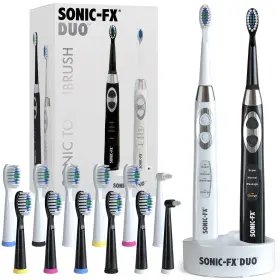 Sonic-fx 850000582033 Duo Rechargeable Electric Toothbrush Set - With 14 Brush Heads 3 Modes Smar