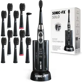 Sonic-fx 850537006583 Solo Electric Toothbrush With 10 Brush Heads 1 Interdental Charcoal Bristles