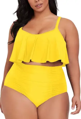 Svpsw7829 Sovoyontee Womens 2 Piece Plus Size High Xx-large Bright Yellow