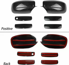 L4721 Sportuli Carbon Fiber Side Mirror Caps Door Handle Covers #2