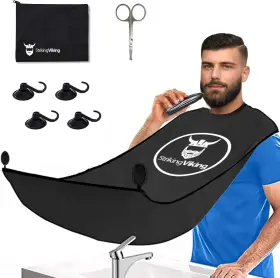 Sv-bbhca-1 Striking Viking Beard Bib Hair Catcher Apron For Shaving And Trimming - 4 Piece
