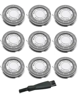 Zk0037 Taruimoo 9pcs Sh50 Replacement Heads With One Cleaning Brush Fits For Philips Norelco