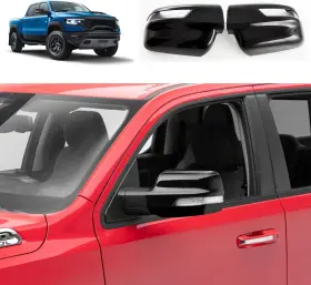 Se-10302 Terdaray Side View Mirror Cap Cover Compatible With Dodge Ram 1500 Glossy Black Style