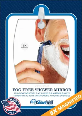 Sw-010 The Shave Well Company Magnifying Anti-fog Hanging Shower Mirror For 6.8l X 5.8w