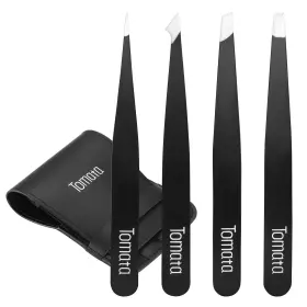 Tomata Tb 08 Tweezers For Eyebrows 4-piece Slant Tip And Pointed Eyebrow Tweezer Set Grea