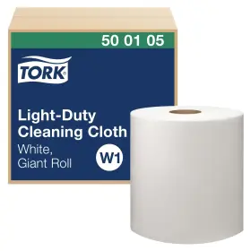 500105 Tork Light Duty Cleaning Cloth Giant Roll White W1 Use Wet Or Dry 1 X 1450