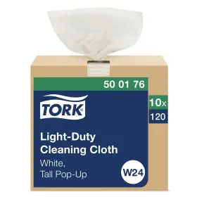 500176 Tork Light Duty Cleaning Cloth Pop-up Box White W24 Use Wet Or Dry 10 X 120