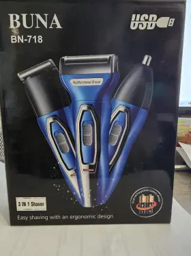 Bn718 Trim Buna 3 In 1 Rechargable Cordless Shaver/haircut/nose Set High Efficiency