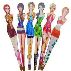 36572 Tvoip 6pcs Professional Girl Eyebrow Tweezer Stainless Steel Slanted