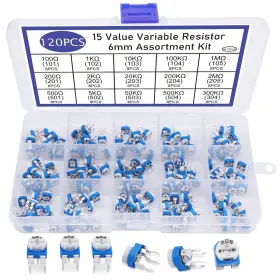 Dwj-150p Twtade 6mm Variable Resistor Potentiometer Assortment Kit 15 Values 100 Ohm-2