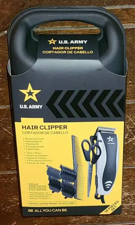 24835-us U.s. Army 10pc Hair Clipper Set With Scissors Comb Guards Case #24835