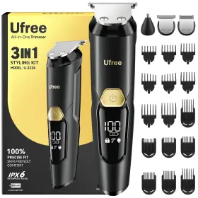 U-2228 Ufree 3-in-1 Beard Trimmer Kit Mens Electric Shaver Razor For Black
