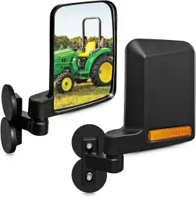 Rm012 Unigt Universal Tractor Side Mirrors Compatible With Forklifts Lawn Black Orange