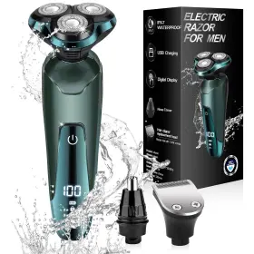 Viatia 389850263111 Electric Razor For Men Cordless Rechargeable 3d Rotary Shaver With Lcd Displ
