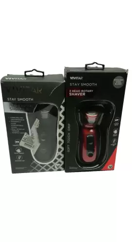 Pg-v002 Vivitar 3 Head Rechargeable Soft Touch Grip Rotary Shaver Set Of 2