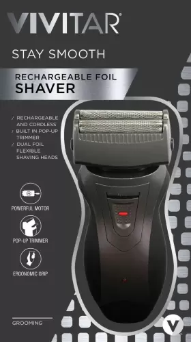 Pg-v003 Vivitar Rechargeable Dual-head Foil Shaver With Soft Touch Grip