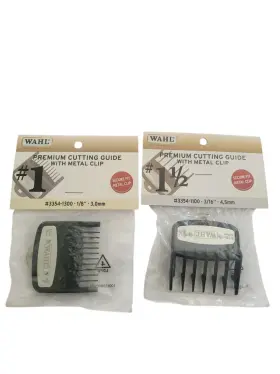 Wahl 841408107041 Premium Clipper Cutting Guides Guards Metal Clip 2pc Set #1 And 1/2