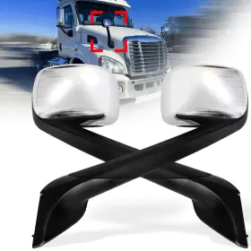 Zk-8619e-l Wanlly Zk-8619e-l&r Chrome Hood Mirrors Fit For Freightliner Cascadia 2018-2023