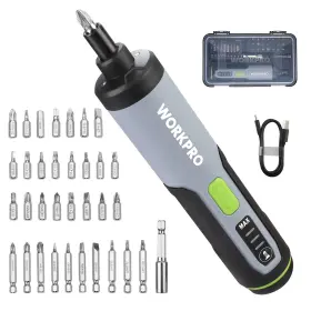 W121032ae Workpro 4v Electric Screwdriver Rechargeable Cordless Set With 3