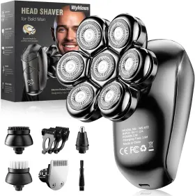 Wyklaus-0406-3 Wyklaus Head Shaver For Men Bald Electric Razor Ipx7 Waterproof- 5-in-1 Detachable Wet