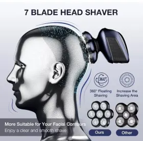 X003kytbr7 Wyklaus 7d Blade 7 Head Shaver Navy Precise Bald Shave 5-in-1 Kit - New #w511 #3