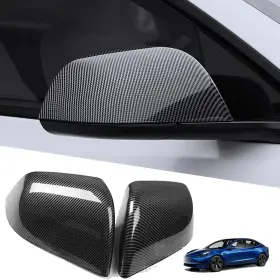 20240707 Yhcdsea Rearview Mirror Guard Cover For Model 3 Glossy Carbon Fiber Pattern