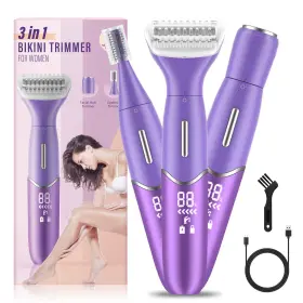 Xjq-578tz-lp Yinowt Bikini Trimmer For Women 3 In 1 Painless Electric Razors Replaceabl