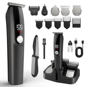 Ynasen 768530918751 Beard Trimmer For Men Hair Clippers - 6 In 1 Professional Grooming Kit Gray