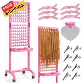 Aykus003771 Yumkfoi Adjustable 280 Pegs Braiding Rack Hair Racks With Tray And Pink