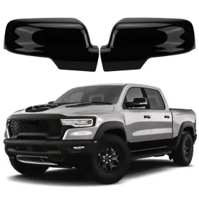 Jif0103-1 Yutesiri Glossy Black Side Mirror Covers Caps Compatible With 2019-2025 Dodge Ram 1500
