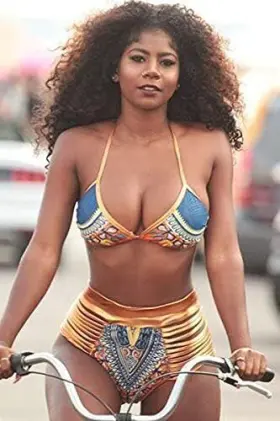 Mnfubs1800g0000 Zando Women Tribal Print Bikini African Metallic Swimsuit Two 4-6 Yellow #3