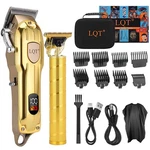 Professional Hair Clipper Set, Gold, Led Display, With Trimmer, 8 Guide Combs.... Fixed Price $67.93.