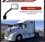 Driver Left Hood Mirror Kenworth T680 Peterbilt 579 587 Black New Open Box. Fixed Price $79.99.