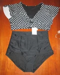 Nwt Cocoship Black/white Polka Dot Bikini Women Size 14 Retro Style High 31735. Fixed Price $21.95.