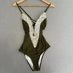 Cupshe One Piece Swimsuit Women Olive Green Crochet Lace Strappy Back Boho. Fixed Price $26.99.